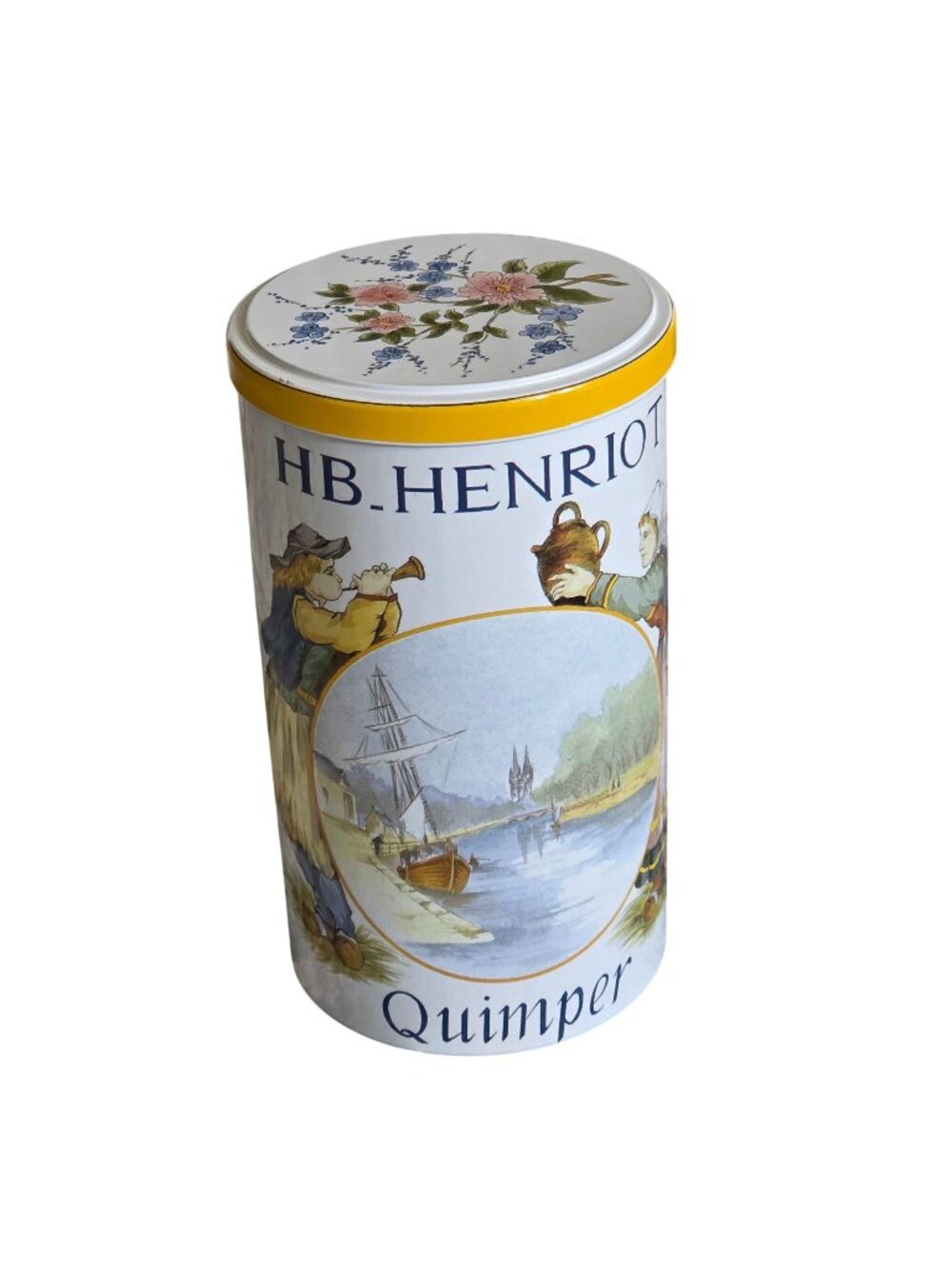 HB Henriot Quimper Floral Decorative Holiday Metal Tin Massilly France